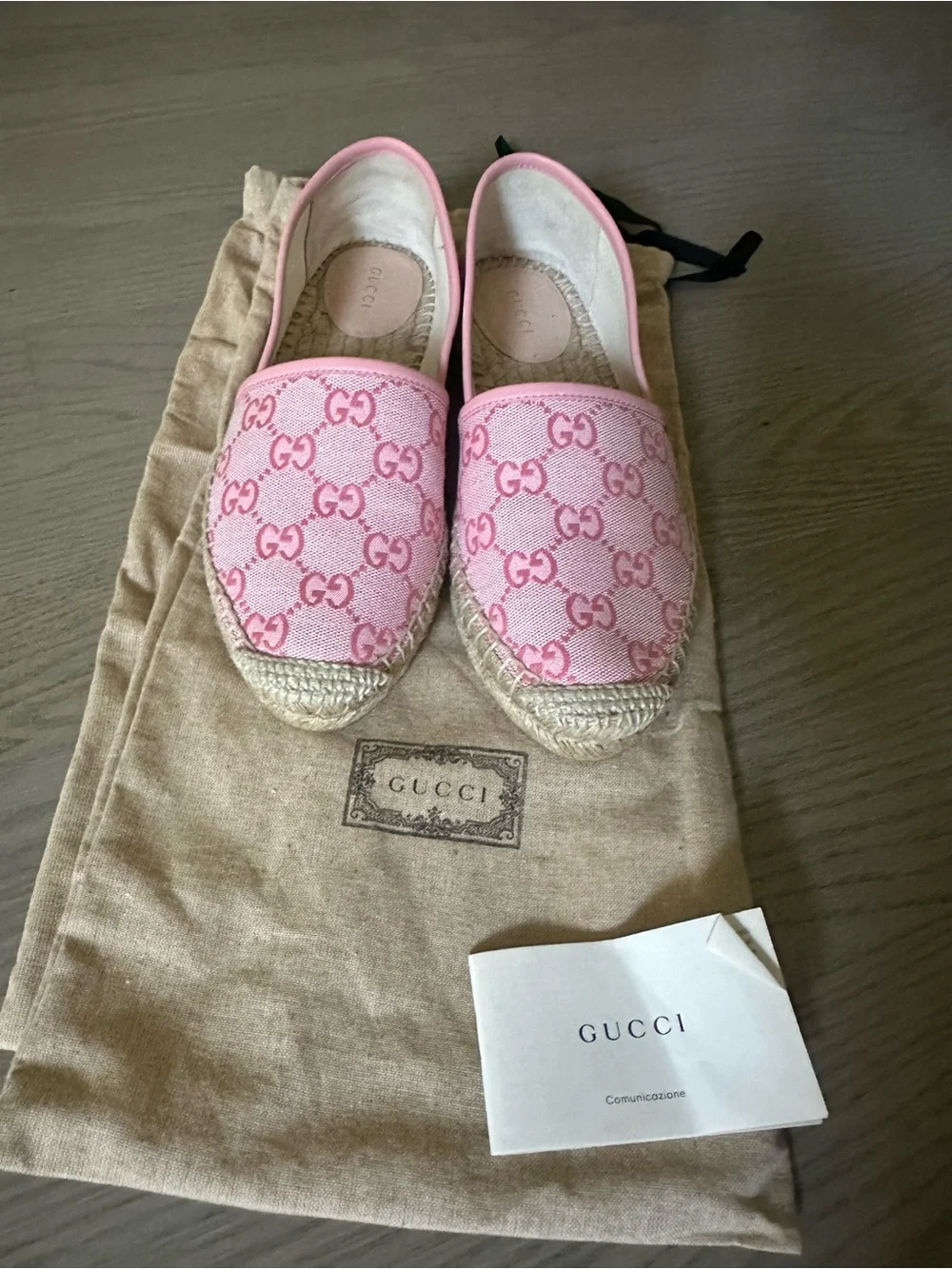 Gucci Pink GG Canvas Espadrille Flats